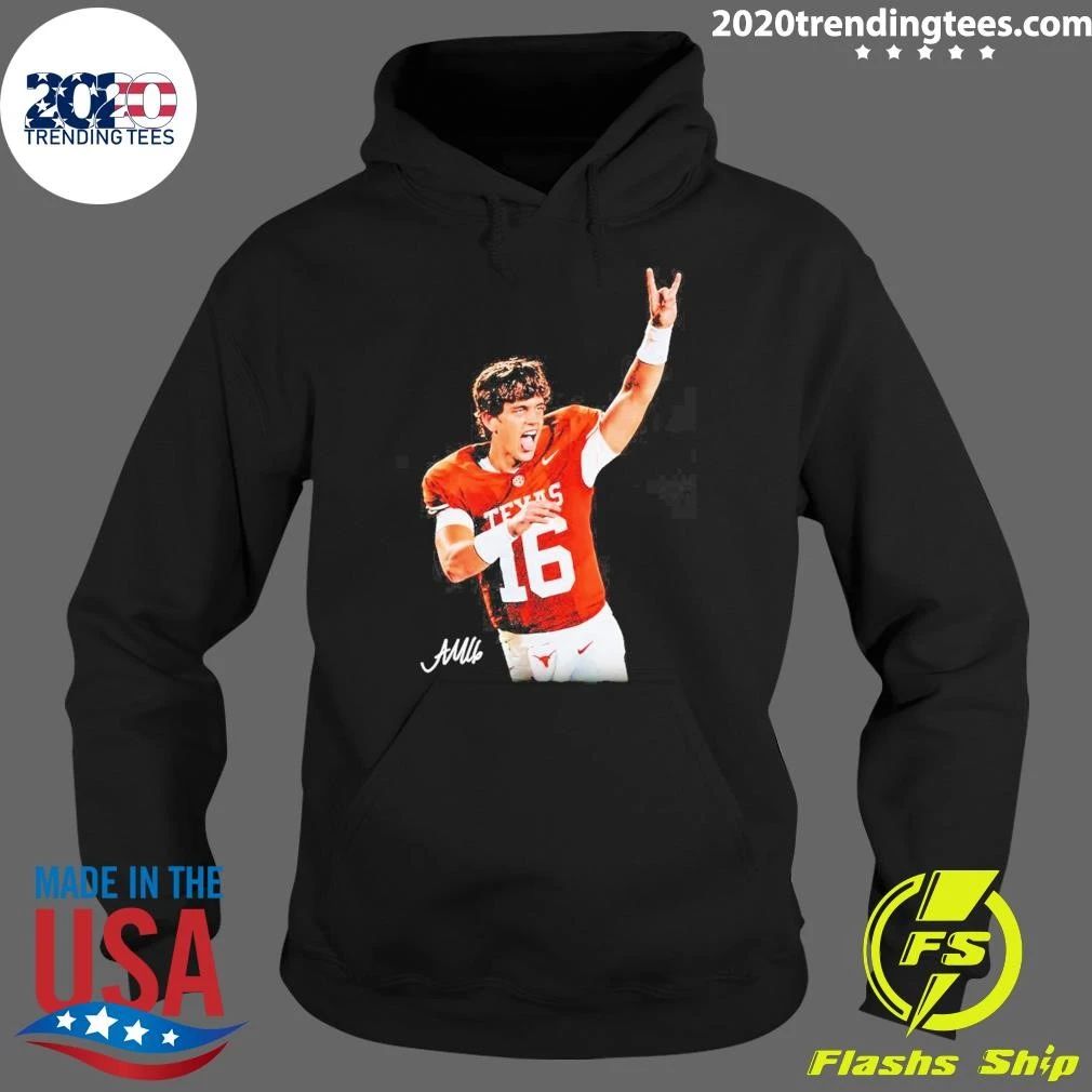 Arch Manning Texas Longhorns 16 Rock And Roll Sign Signature Shirt