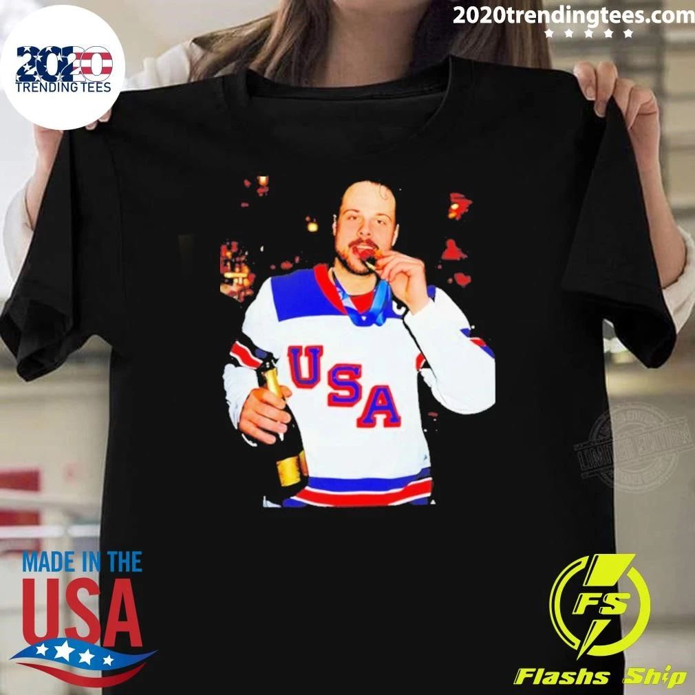 Auston Matthews Usa Hockey Champions Medal And Beer Shirt