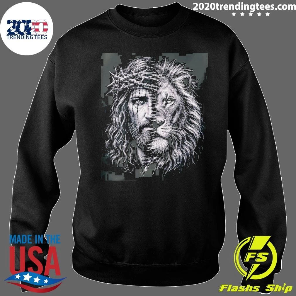 Jesus Lion of Judah Crown of Thorns Graphic Tee Shirt
