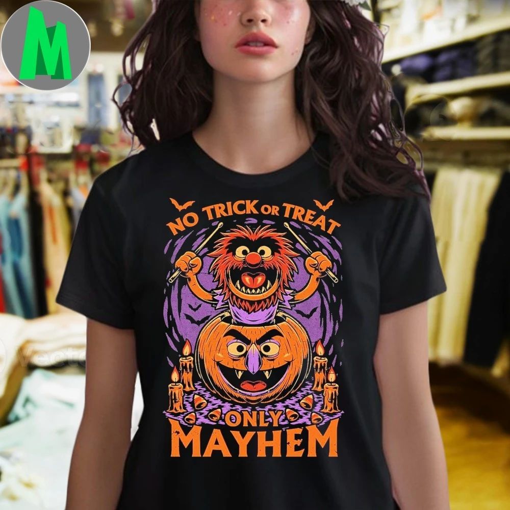 No Trick Or Treat Only Mayhem Puppet Pumpkin Halloween Shirt
