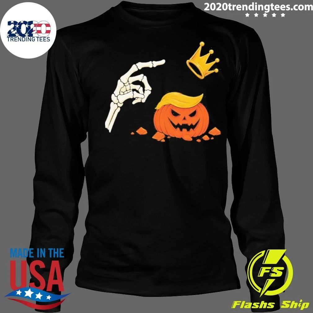 No Kings Skeleton Trump Pumpkin Halloween Shirt