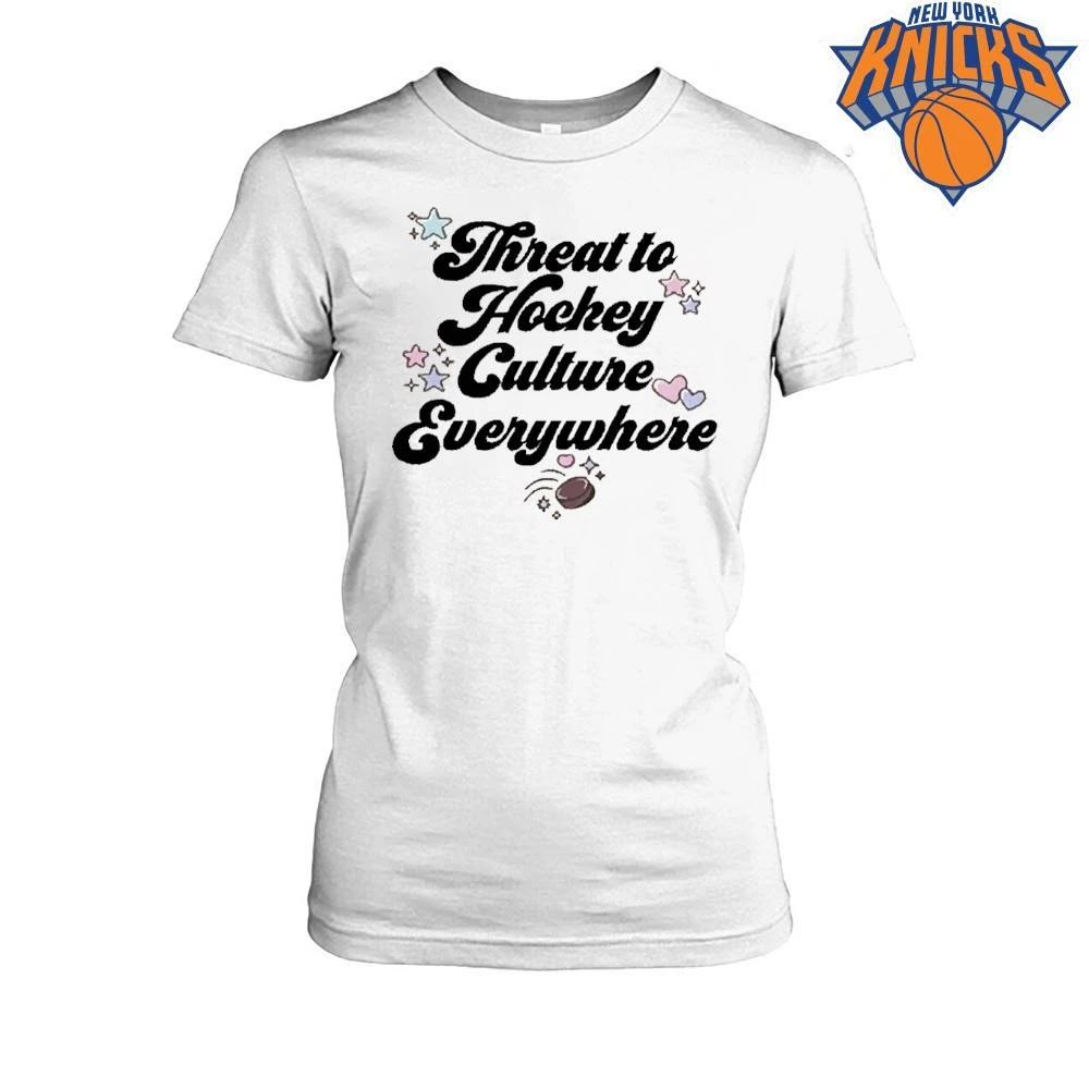 Threat To Hockey Culture Everywhere Retro Typography Ice Hockey Shirt