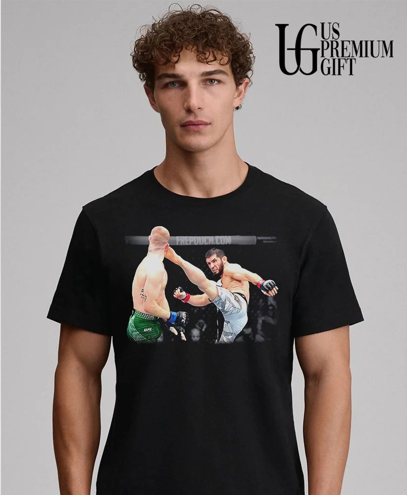Islam Makhachev head kick Ian Machado Garry photo shirt