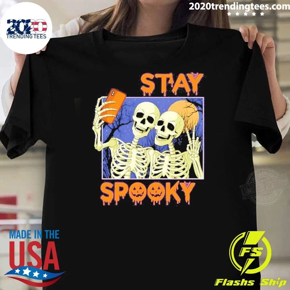 Stay Spooky Skeletons Taking A Selfie Shirt