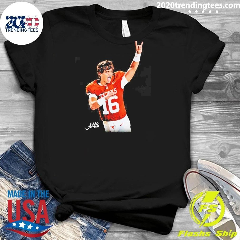 The Unbearable Weight of Being Arch Manning Football Texas Longhorns 16 Rock and Roll Sign Shirt