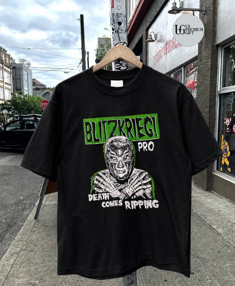 Blitzkrieg Pro Wrestler Lucha Mask Blitzkrieg Pro Death Comes Ripping shirt