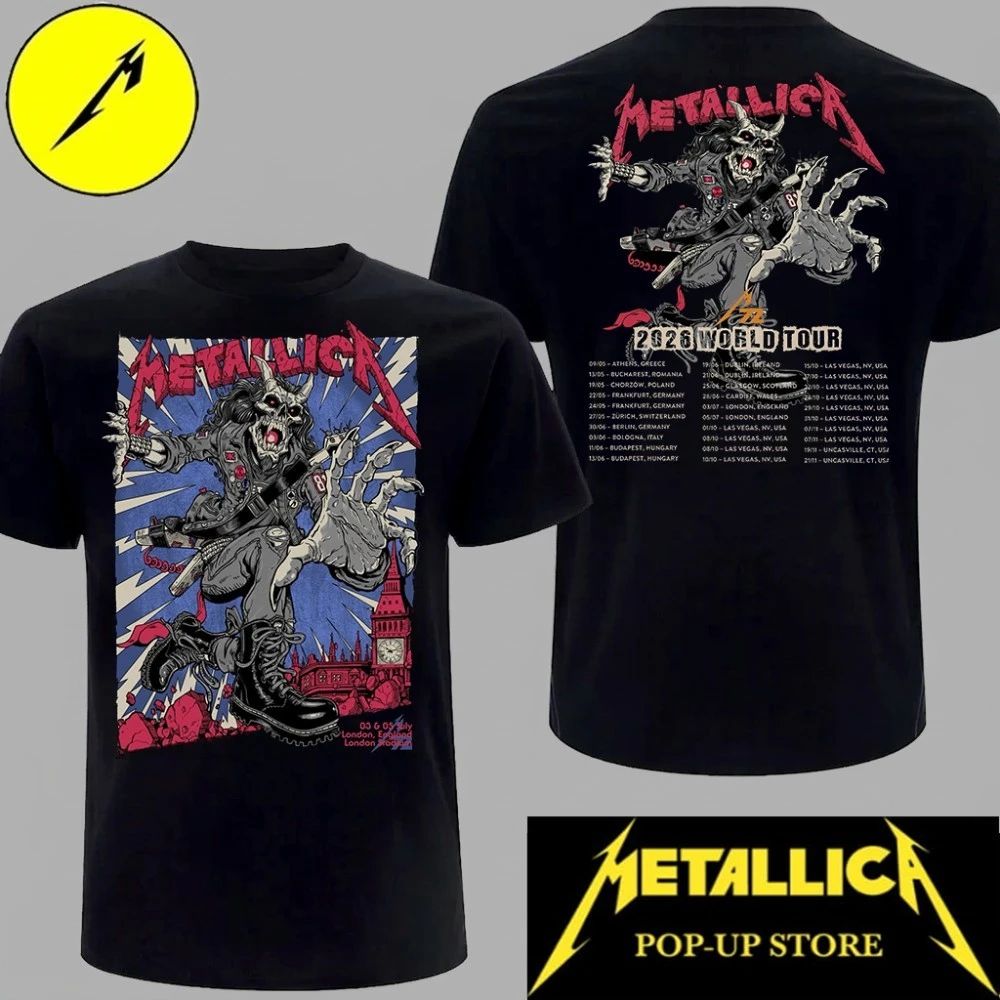 Limited Edition Metallica London 2026 Double-Sided Tour Tee – Exclusive Puis Calzada Design – Official Concert Apparel