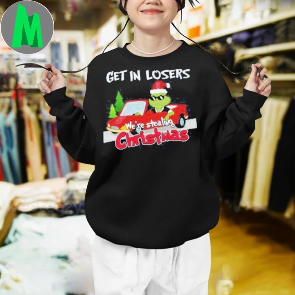 Cleveland Guardians Grinch Christmas Get In Losers We’re Stealing Christmas Holiday Logo Shirt