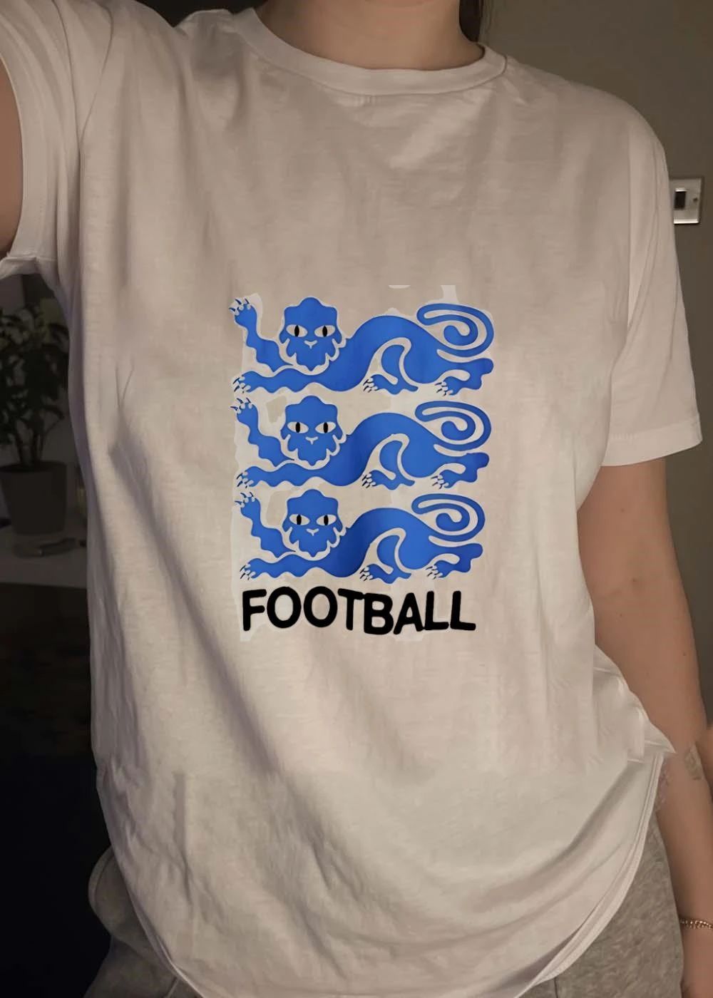 Three Blue Lions England Football T-Shirt