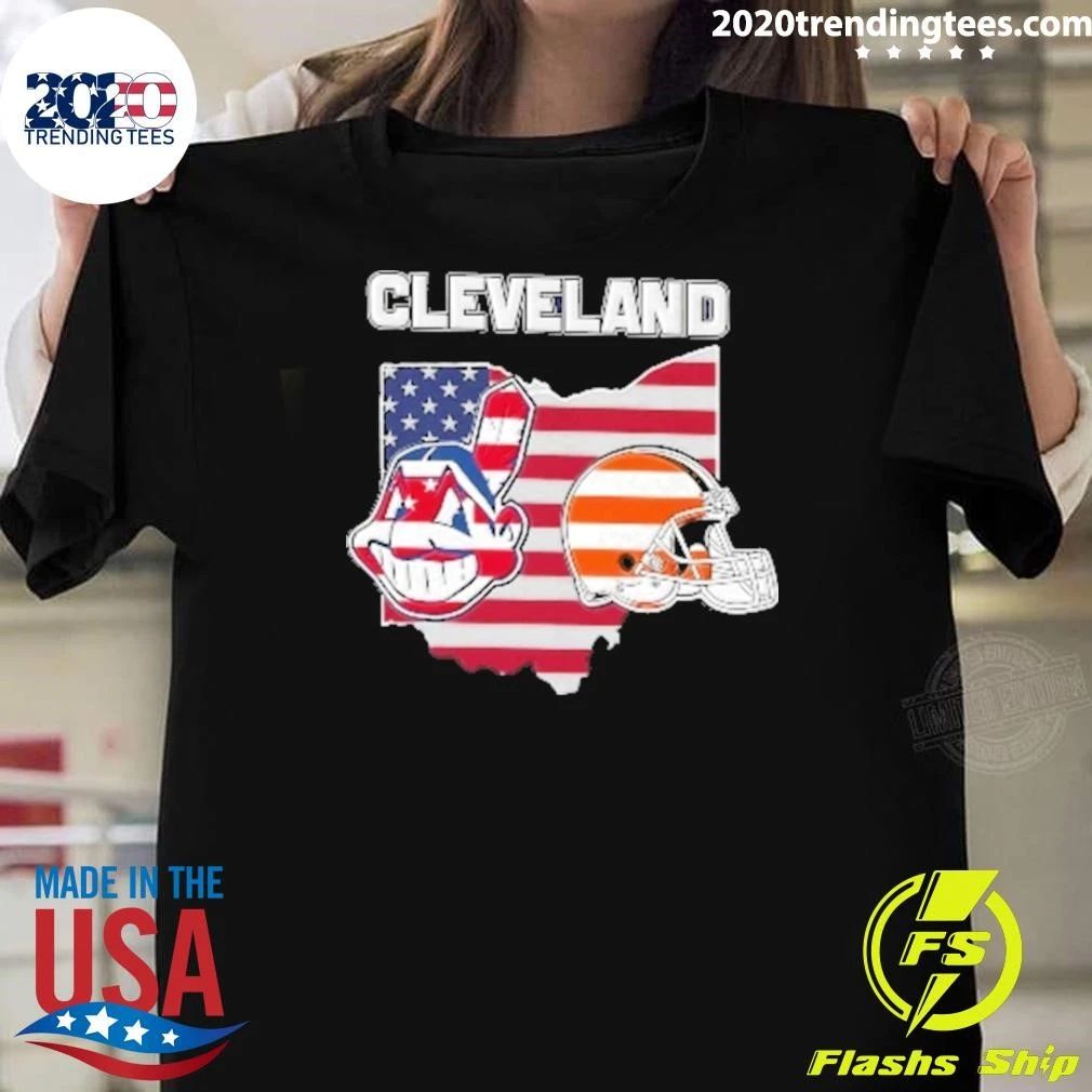 Cleveland Indians And Cleveland Browns Sports Featuring Ohio State Map Shirt