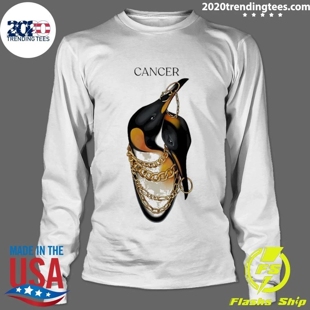 Cancer Zodiac Penguin with Gold Chains Shirt