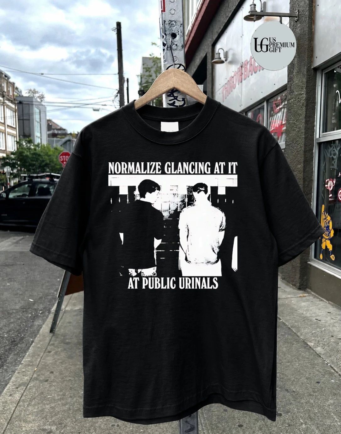 Normalize glancing at it at public urinals shirt