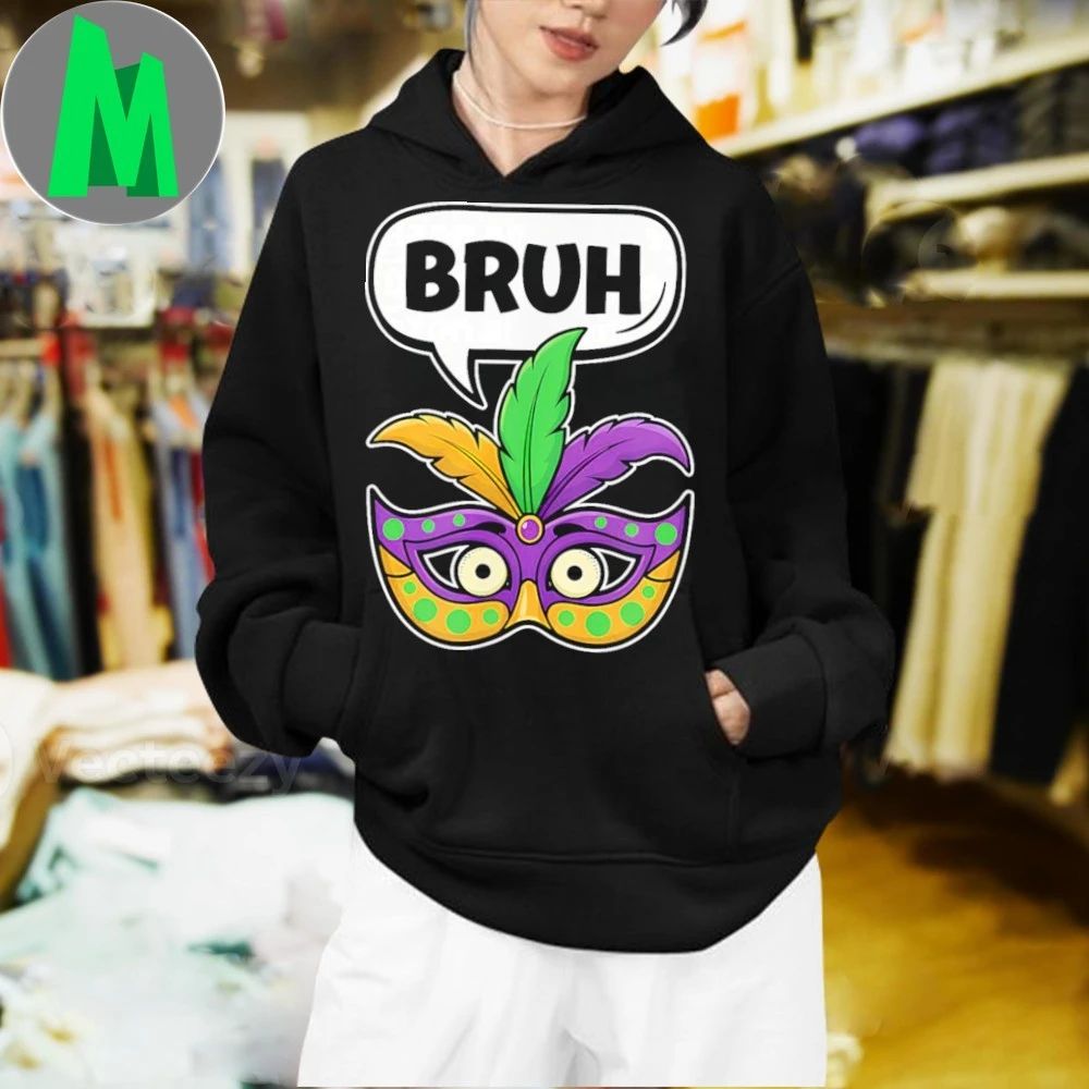 Mardi Gras Mask Bruh Funny Feathers Party Carnival Novelty Shirt
