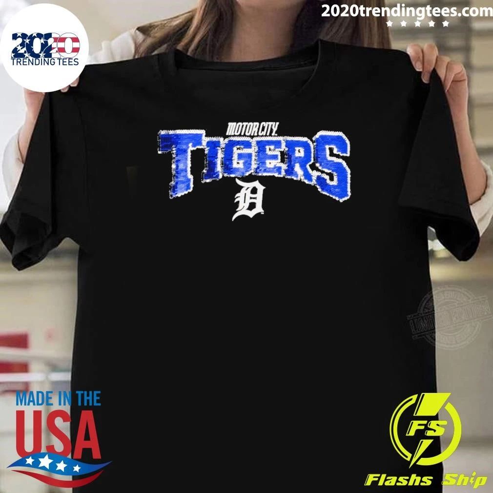 Detroit Tigers New Era Girls Youth City Connect Flip Sequin Shirt