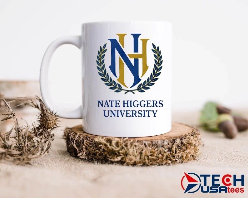Nate Higgers University logo shirt