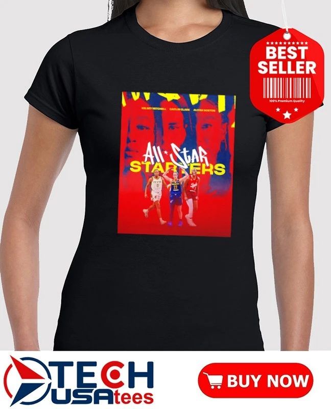 Indiana Fever Kelsey Mitchell Caitlin Clark and Aliyah Boston 2026 WNBA All-Star Starters shirt
