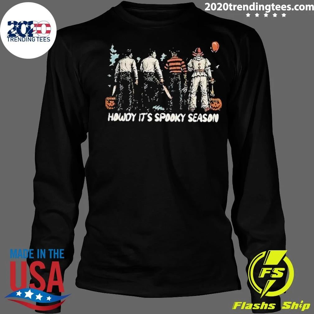 Horror Icons Jason Michael Freddy Pennywise Howdy It’s Spooky Season Shirt