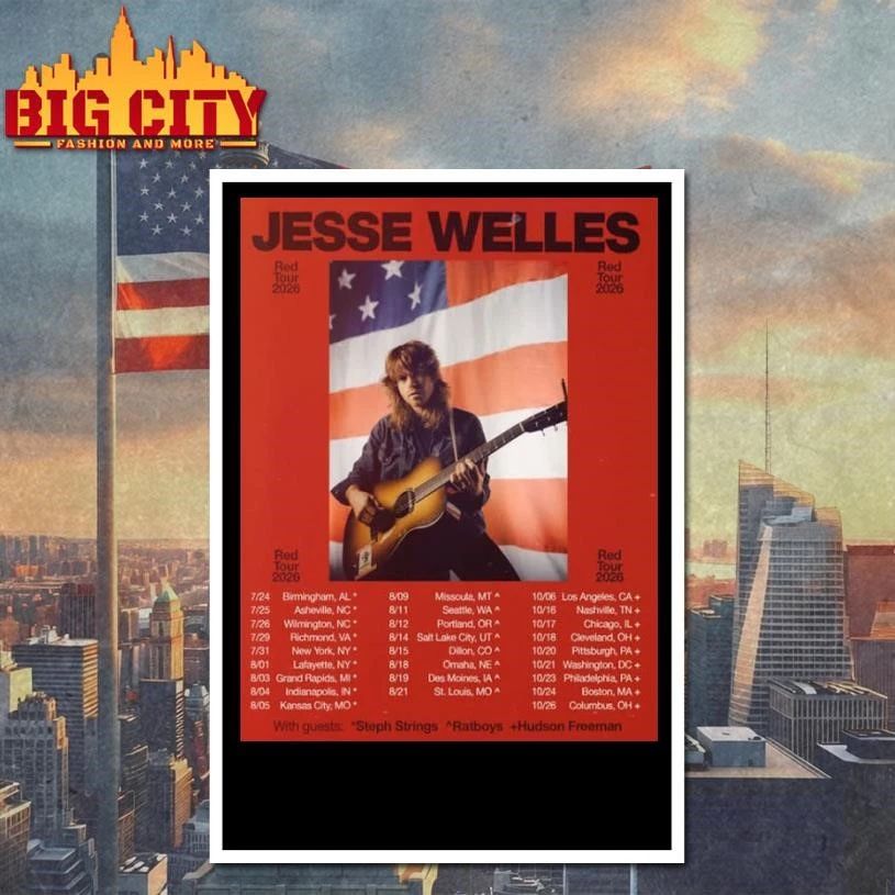 Jesse Welles Red Tour 2026 Schedule Tour Dates Poster Shirt