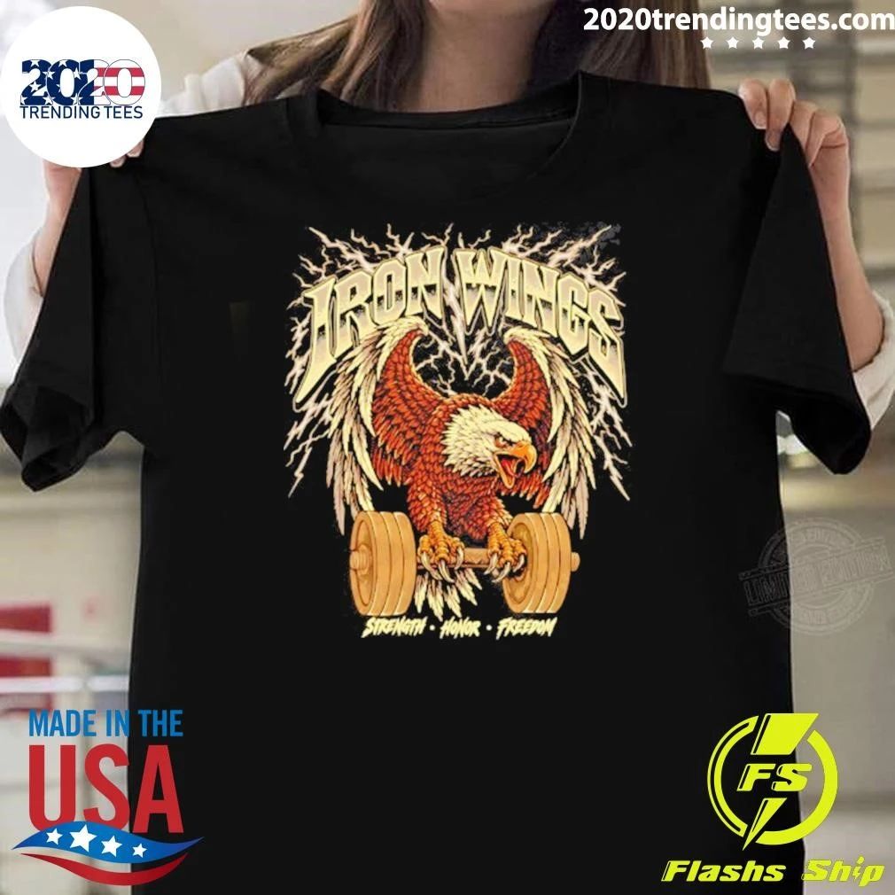 Iron Wings Strength Honor Freedom Eagle Weightlifting Shirt