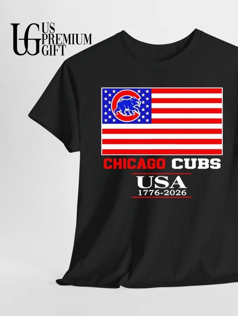 Chicago Cubs USA 1776-2026 American flag logo shirt