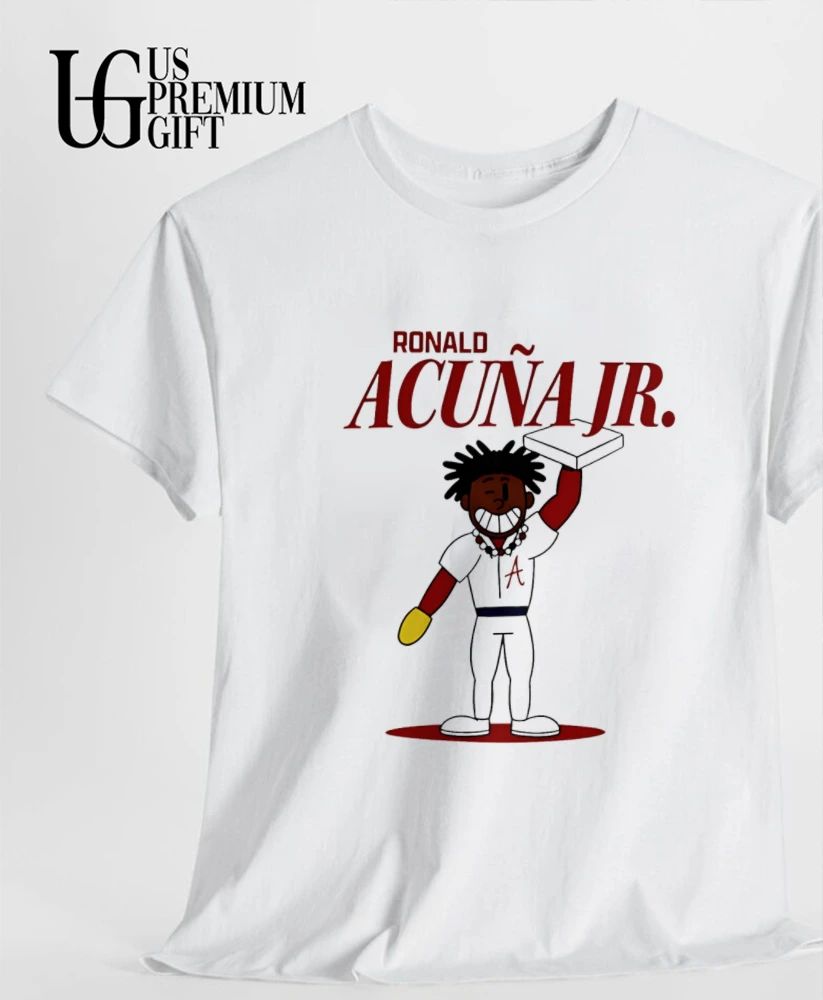 Ronald Acuna Jr Atlanta Braves holding baseball shirt