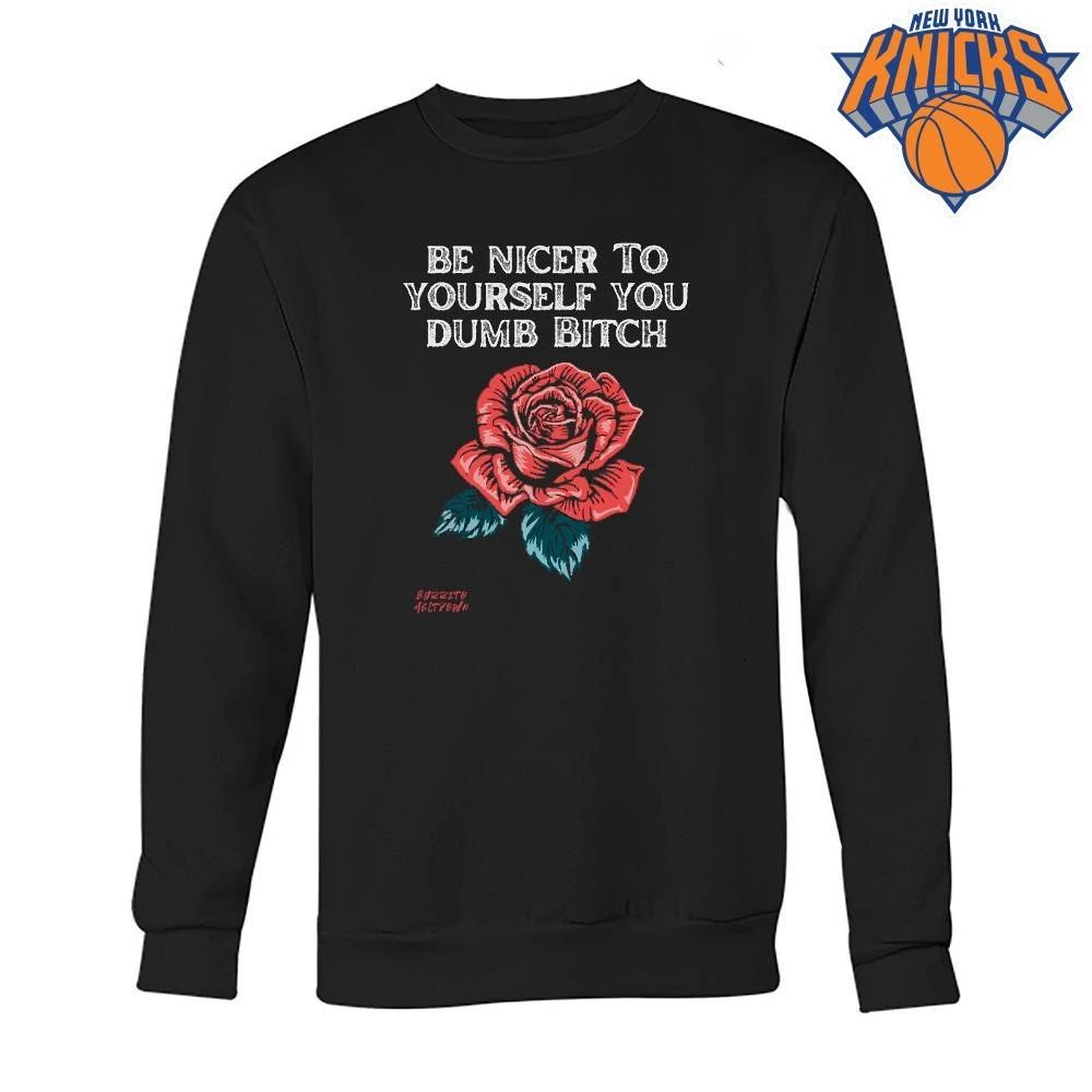 Be Nicer To Yourself Dumb Bitch Vintage Rose Tattoo Style Black Cotton T Shirt