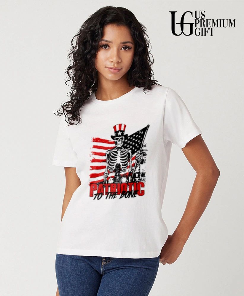 Skeleton Uncle Sam Patriotic to the Bone American flag shirt