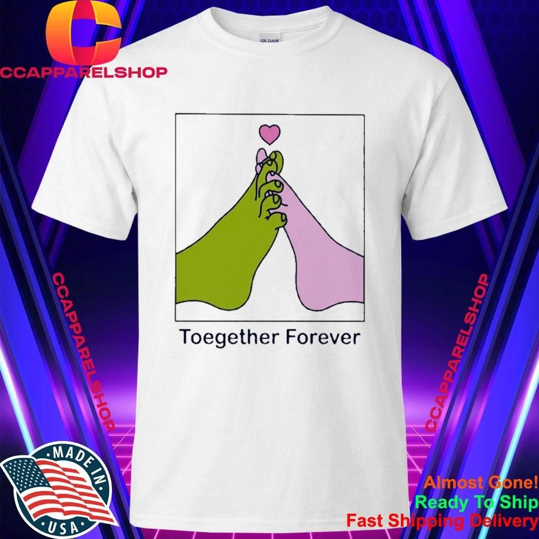Together Forever Green And Pink Feet Interlocked With Heart Shirt