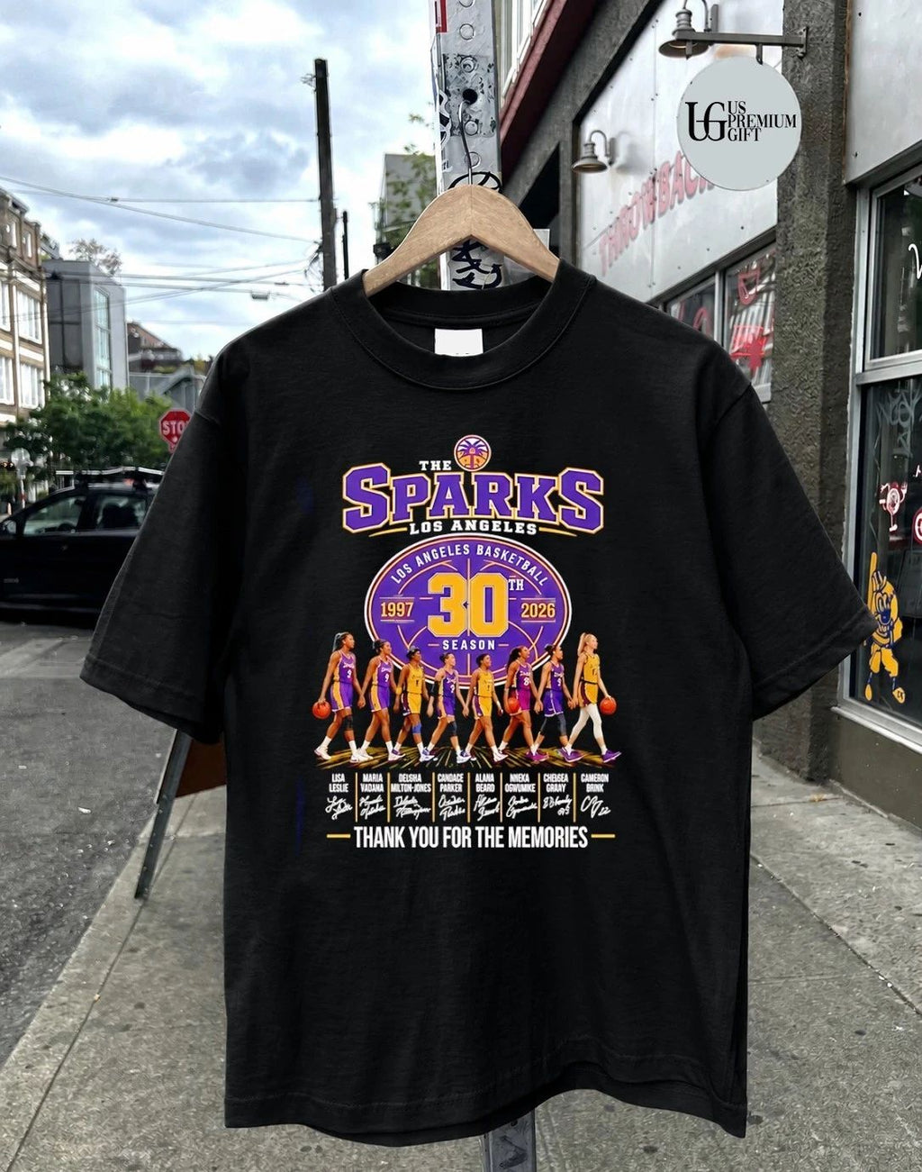 Los Angeles Sparks 30th Season 1997-2026 Hoosier Basketball thank you for the memories signatures shirt