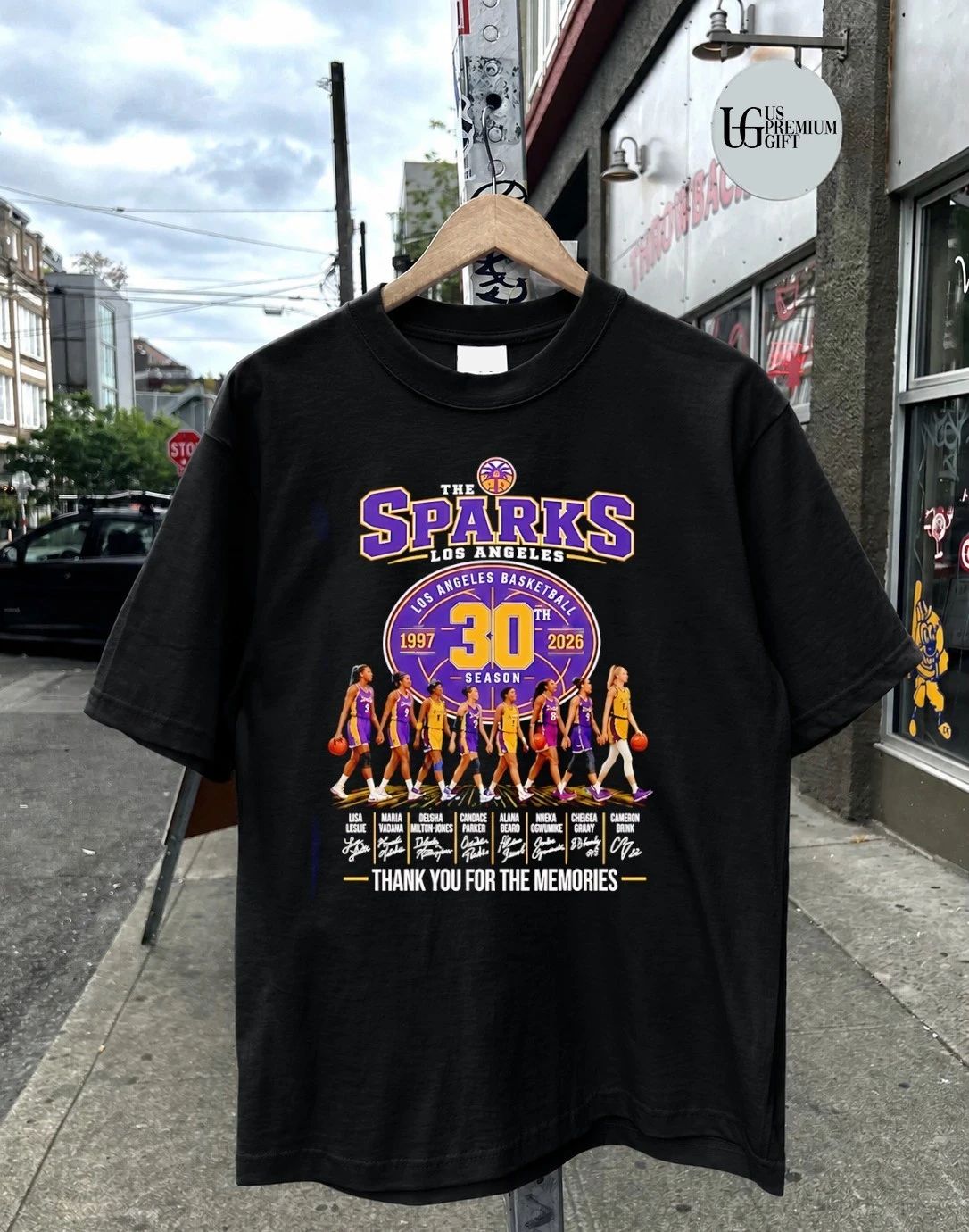 Los Angeles Sparks 30th Season 1997-2026 Hoosier Basketball thank you for the memories signatures shirt
