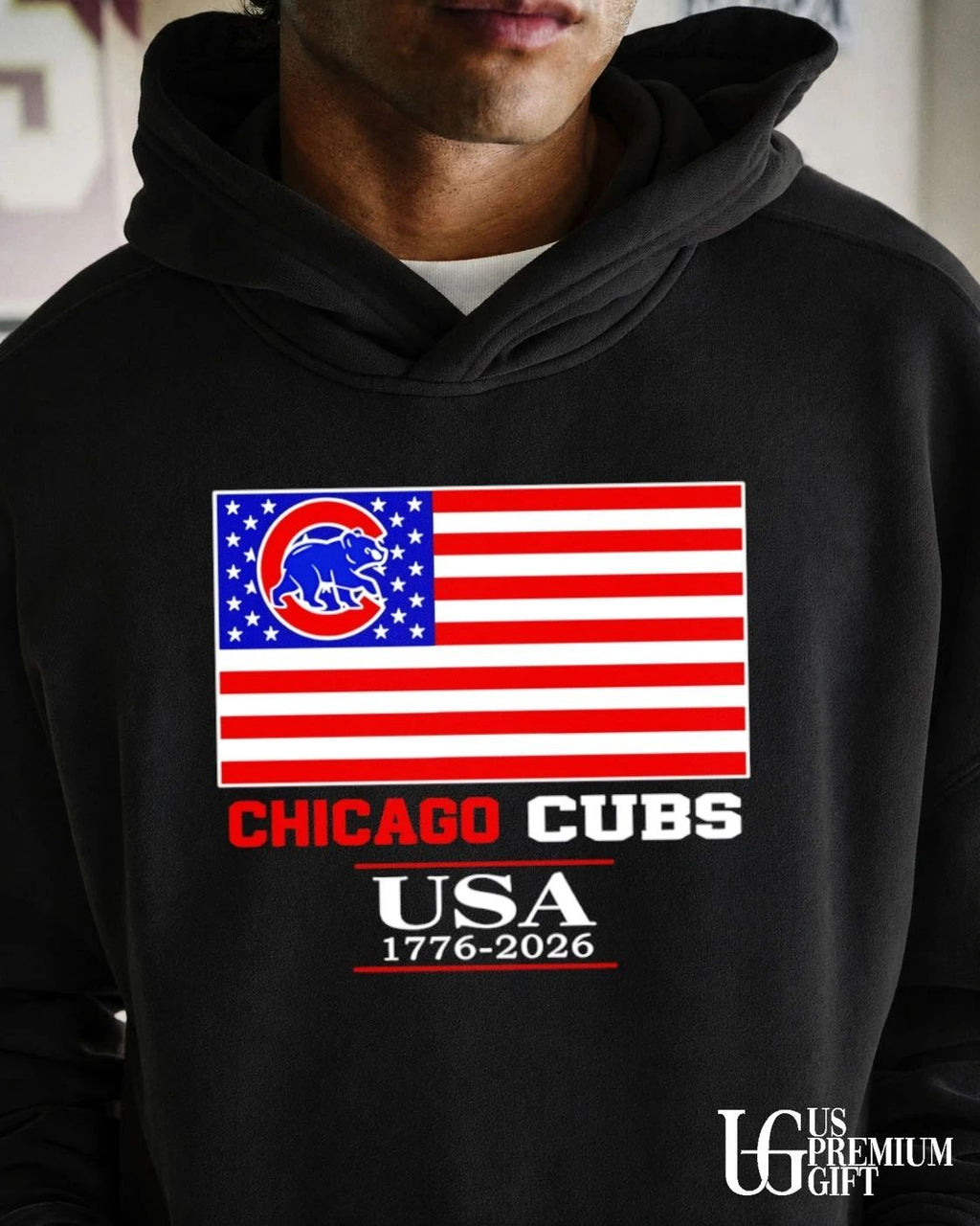 Chicago Cubs USA 1776-2026 American flag logo shirt