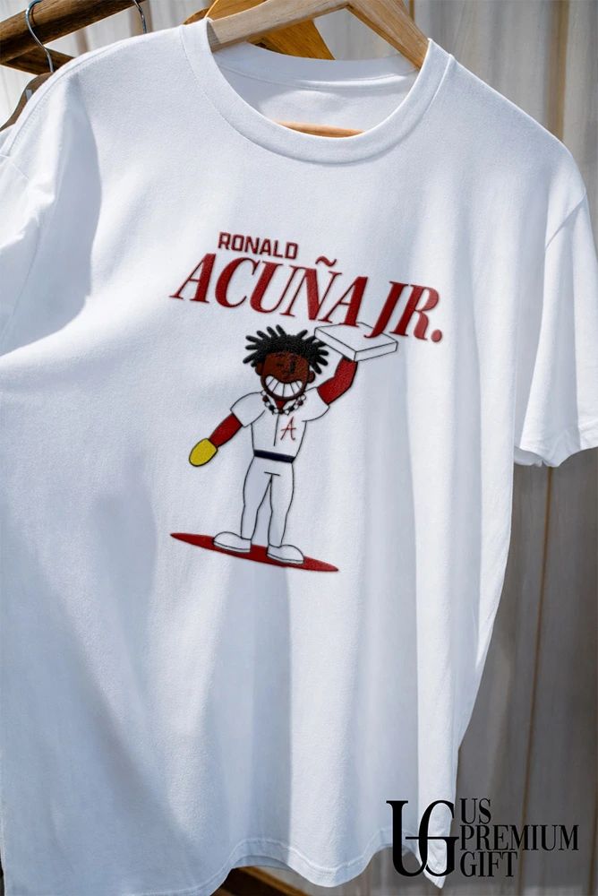 Ronald Acuna Jr Atlanta Braves holding baseball shirt