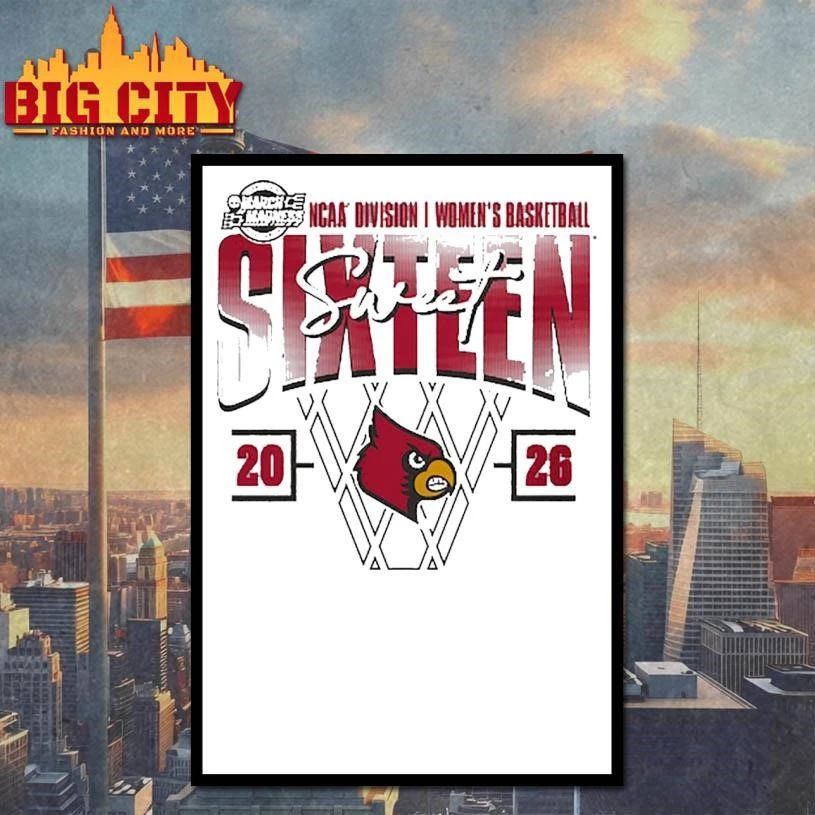 Louisville Cardinals Women’s 2026 NCAA Women’s Basketball Tournament March Madness Sweet 16 College Shirt