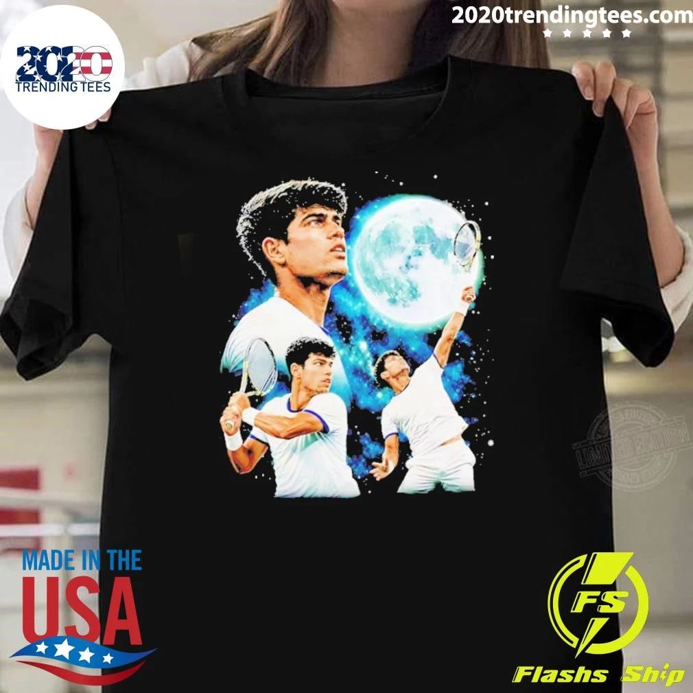 Carlitos Tennis Player With Moon Graphic Shirt