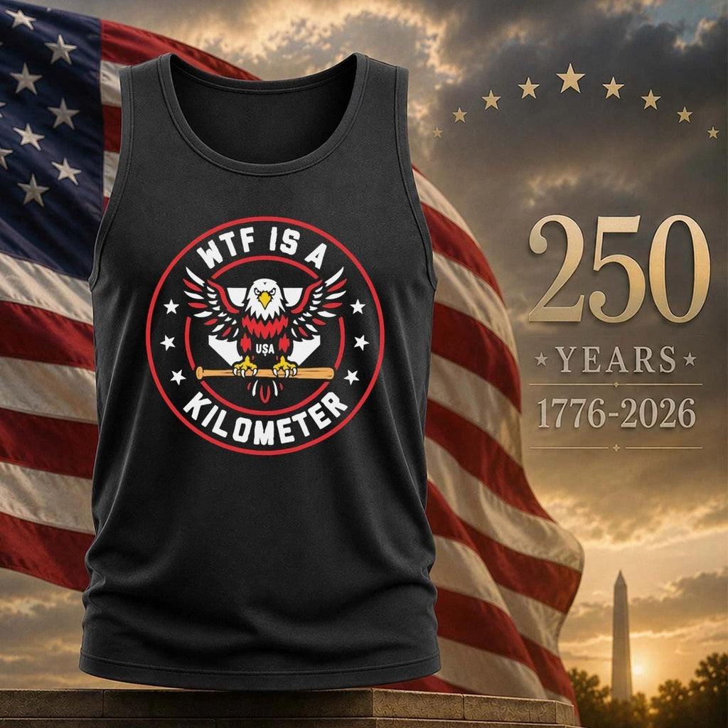 WTF Kilometer Patriotic American Eagle Baseball USA Flag Shirt