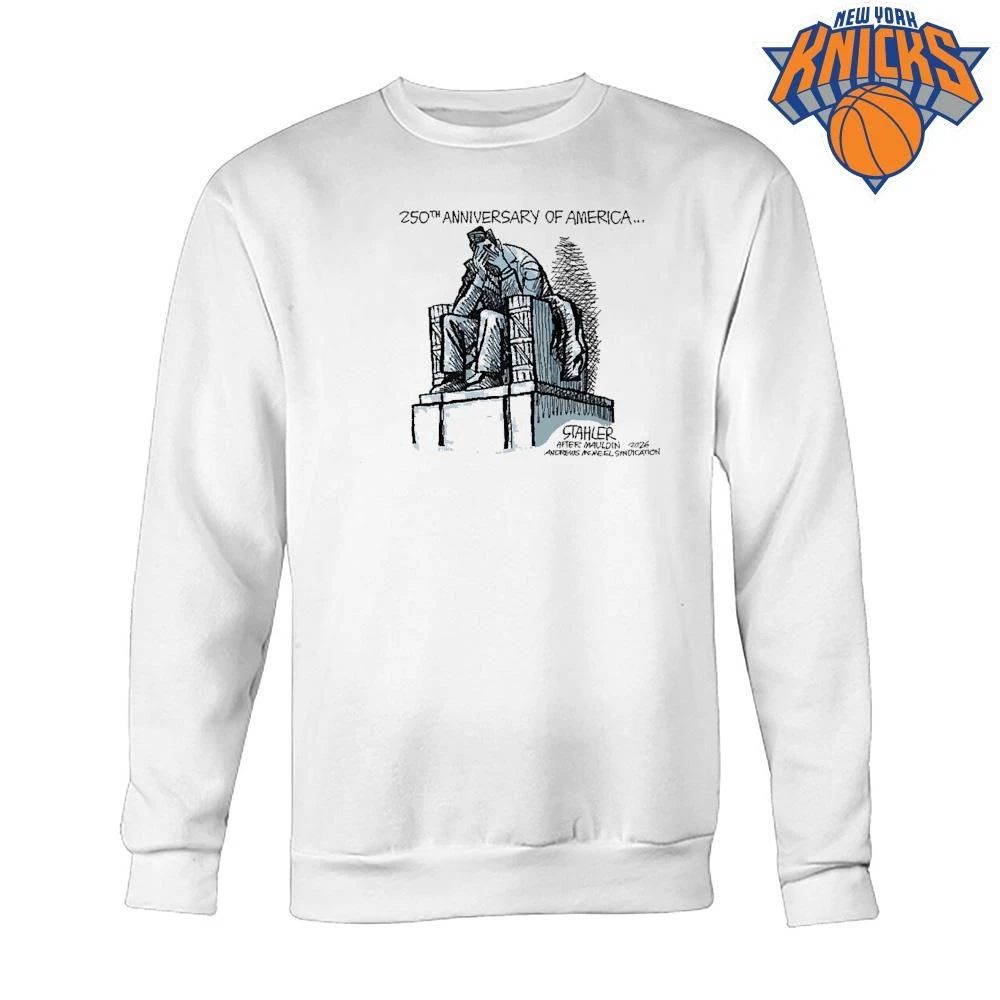 Happy 4th of July 250th Anniversary of America Crying Abraham Lincoln Statue Cartoon shirt