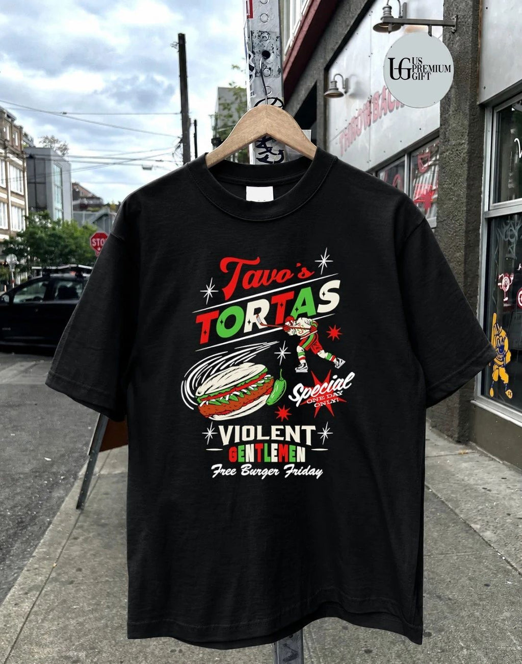 Tavo’s Tortas Violent Gentlemen Free Burger Friday shirt