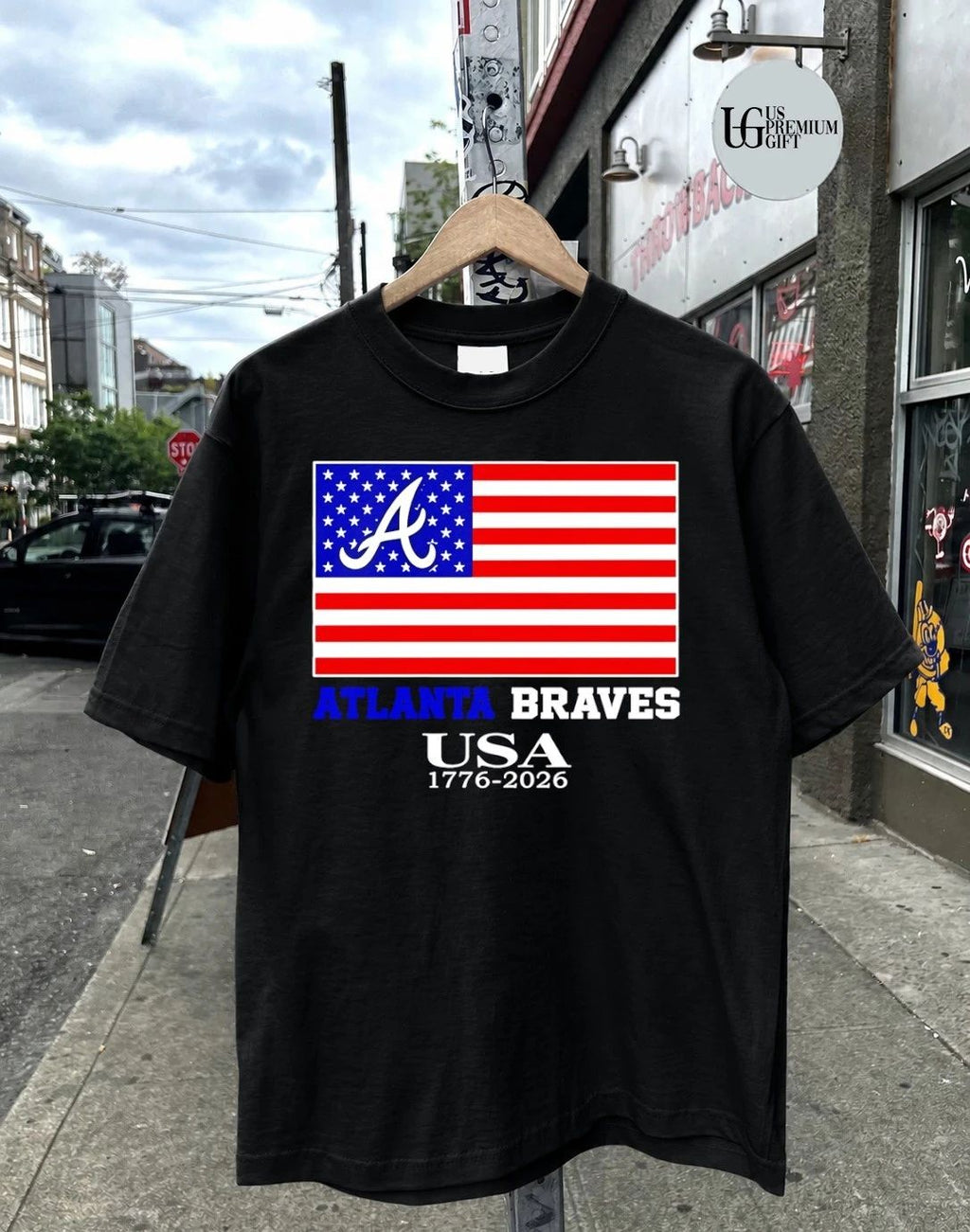 Atlanta Braves USA 1776-2026 American flag logo shirt