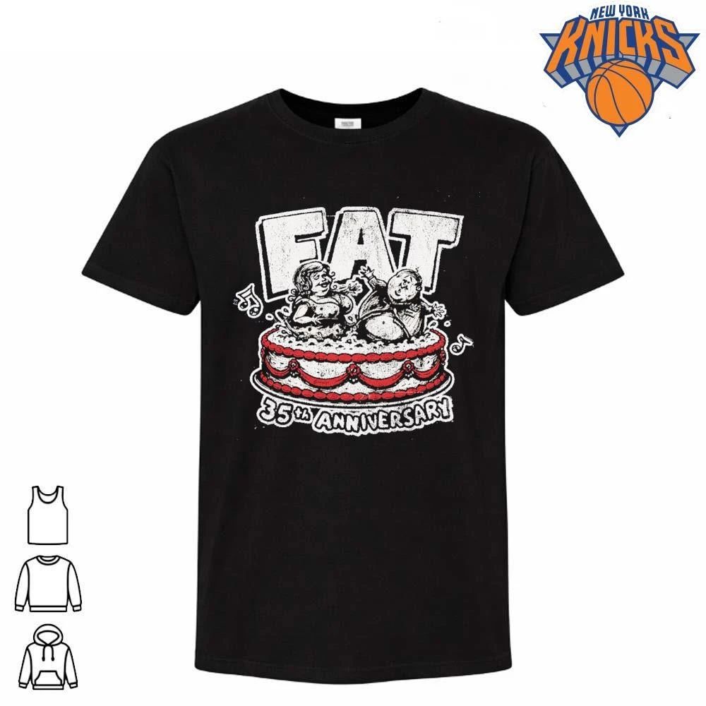 Fat 35th Anniversary Retro Cake Celebrating Cartoon Style Shirt