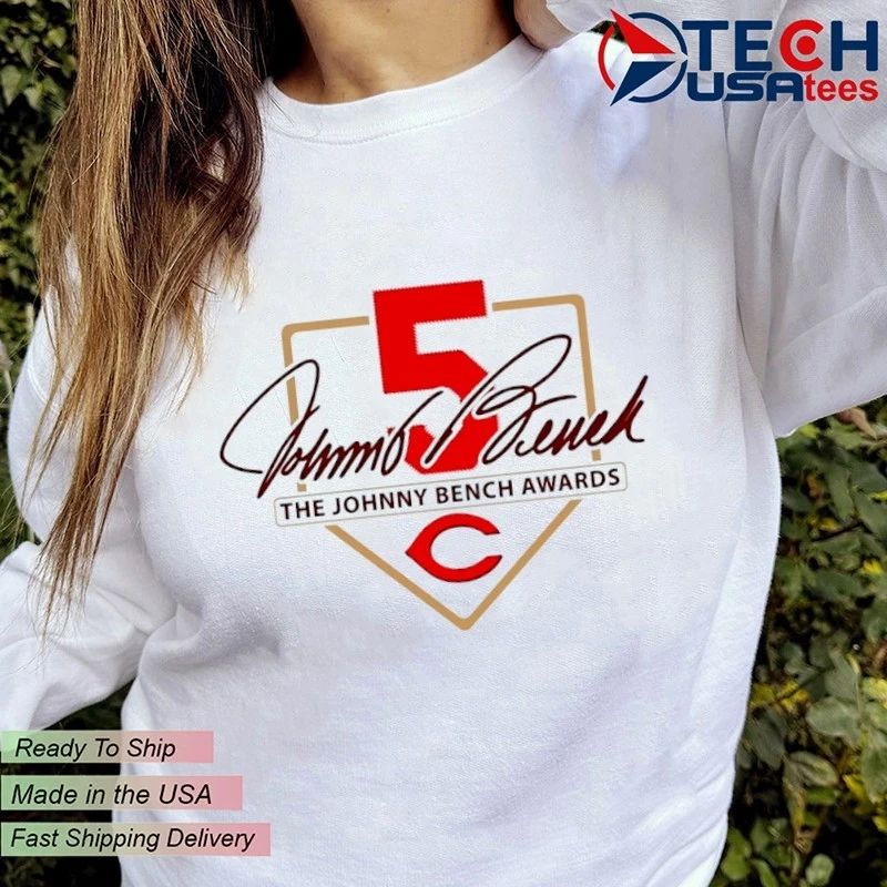 The Johnny Bench 5 Awards Cincinnati Reds logo shirt