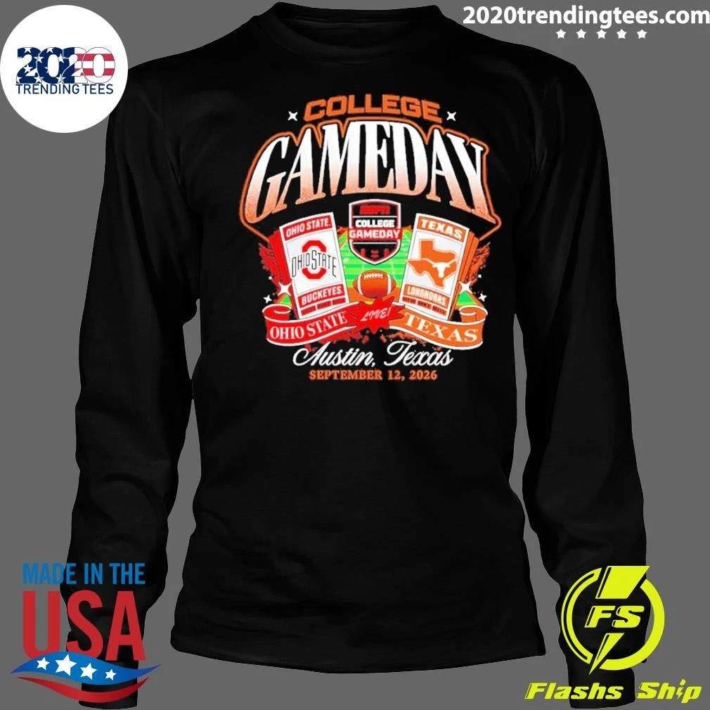 Ohio State Vs Texas Longhorns College Gameday Austin Texas Sept 2026 Football Match Shirt