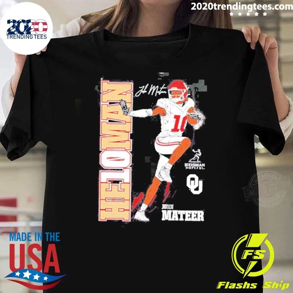 John Mateer Oklahoma Sooners Heisman Stance Signature Shirt