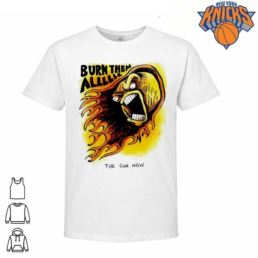 Burn Them All The Sun Now Angry Flaming Face Sunburn Summer Comic shirt