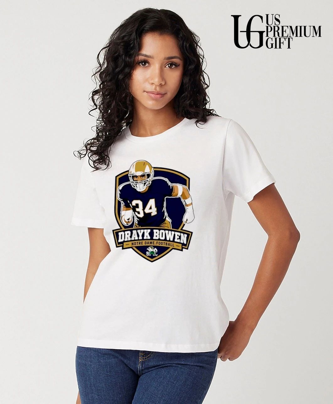 Drayk Bowen Notre Dame Fighting Irish Football Badge shirt