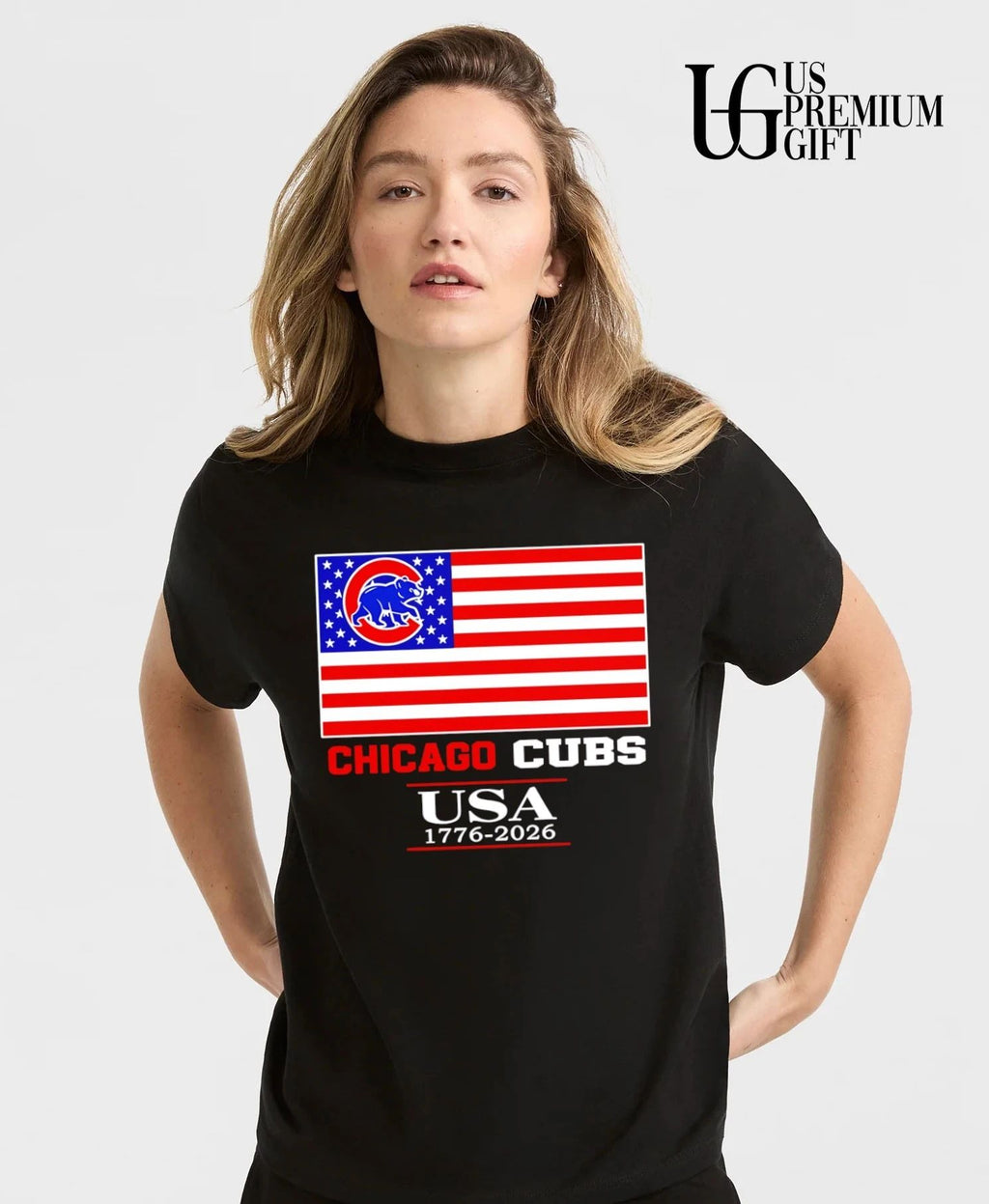Chicago Cubs USA 1776-2026 American flag logo shirt