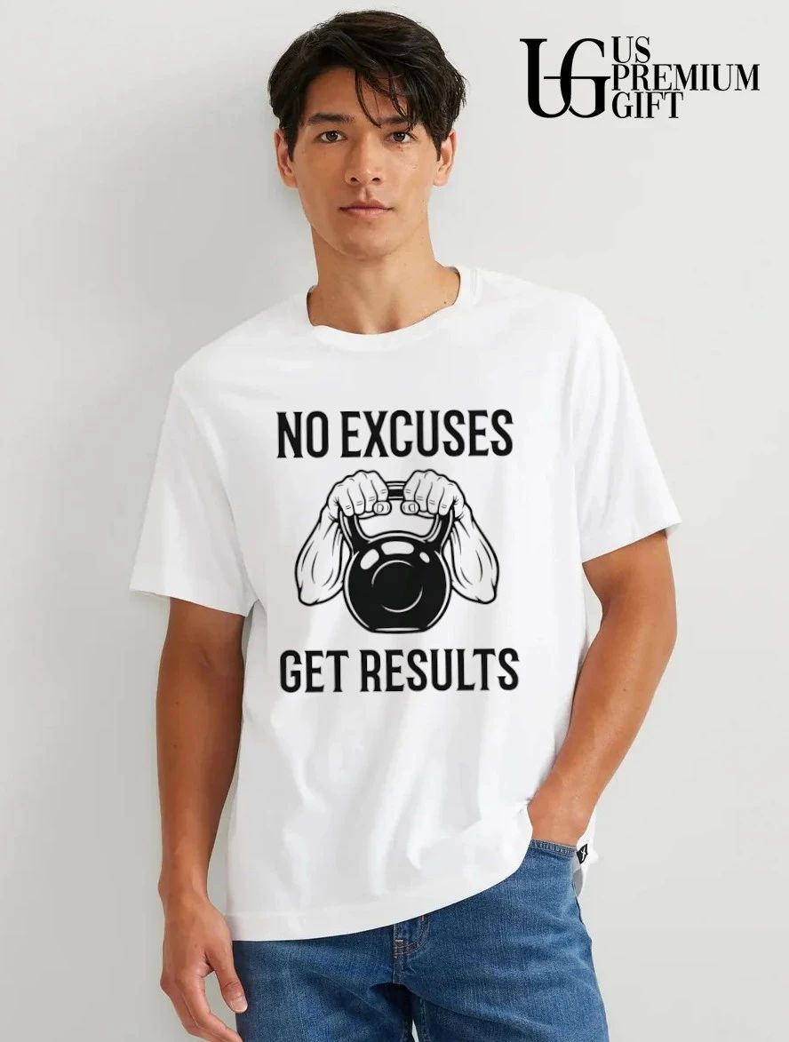 No Excuses Get Results Kettlebell Workout Gym Motivation shirt