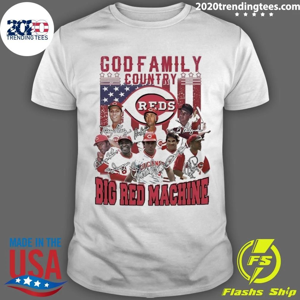 Cincinnati Reds God Family Country Big Red Machine Signatures Shirt