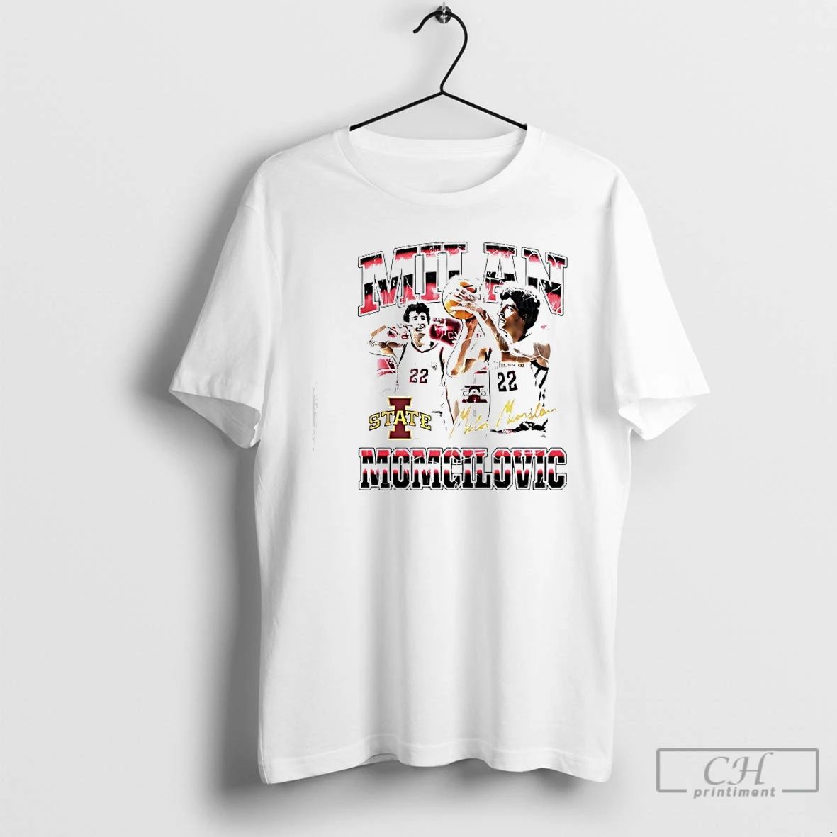 Classic Milan Momcilovic 23 Iowa State Cyclones Basketball Siganture Graphic