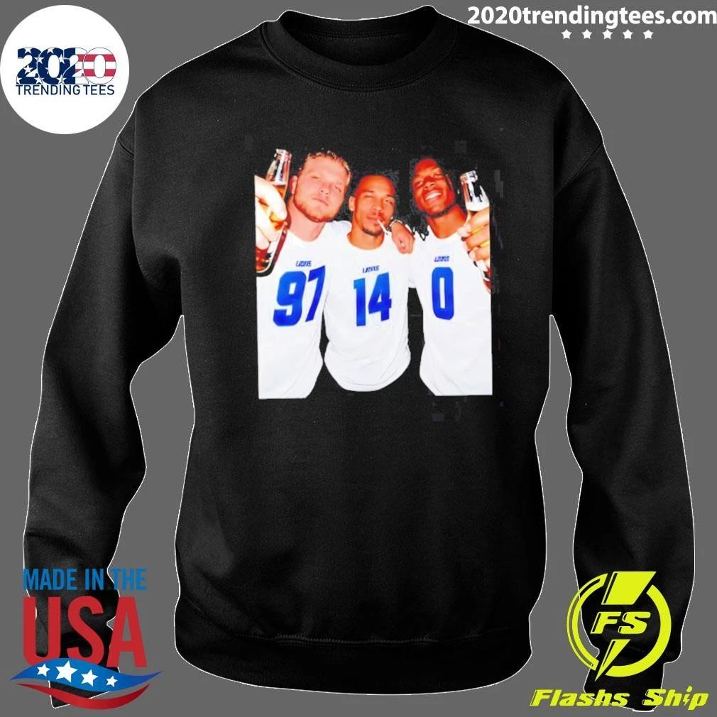 Aidan Hutchinson Amon-Ra St. Brown and Jahmyr Gibbs Detroit Lions Beer and Cigarettes Shirt