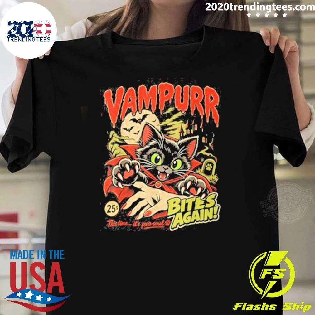 Cat Halloween Vampurr Bites Again Shirt
